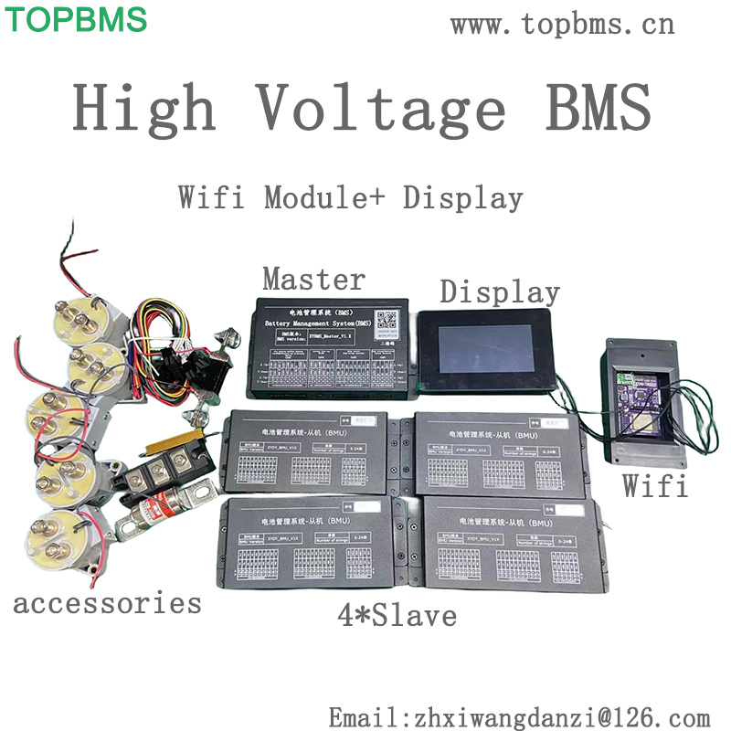 High Voltage BMS 6S-412S( Master BMS+ Slave BMS 6S-24S) with Wifi module or Bluetooth moddule